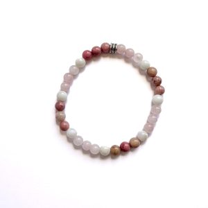 Pulsera Amor <br> Cuarzo Rosado · Rodocrosita · Piedra Luna