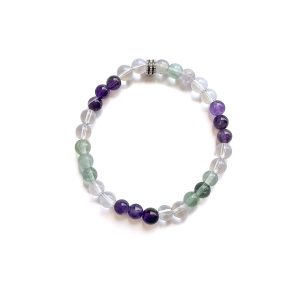 Pulsera Claridad <br> Amatista · Cuarzo Cristal · Fluorita